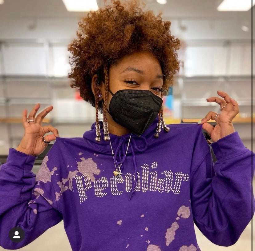 Peculiar Rhinestone Hoodie - Purple